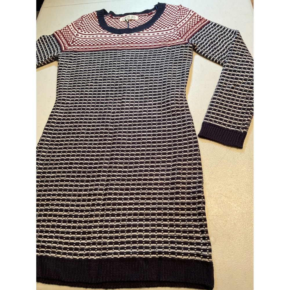 Pink Rose Sweater Dress Navy Blue Red White Fair Isle PF419346TJ Small‎ NWT